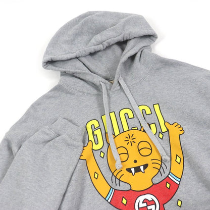 Gucci 700120 Pablo Delcielo Printed Design Pullover Hoodie Gray L Made In Italy