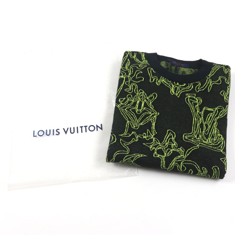  Louis Vuitton 23AW Wavy Monogram 100% Cotton Crewneck Jacquard Knit Sweater