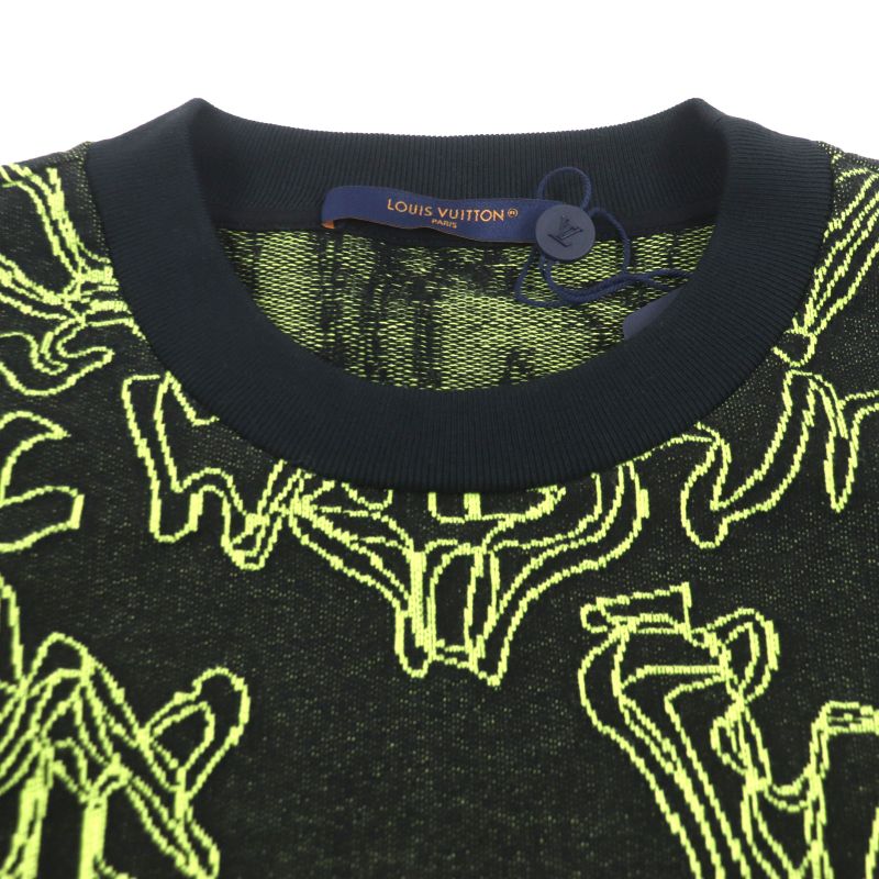  Louis Vuitton 23AW Wavy Monogram 100% Cotton Crewneck Jacquard Knit Sweater