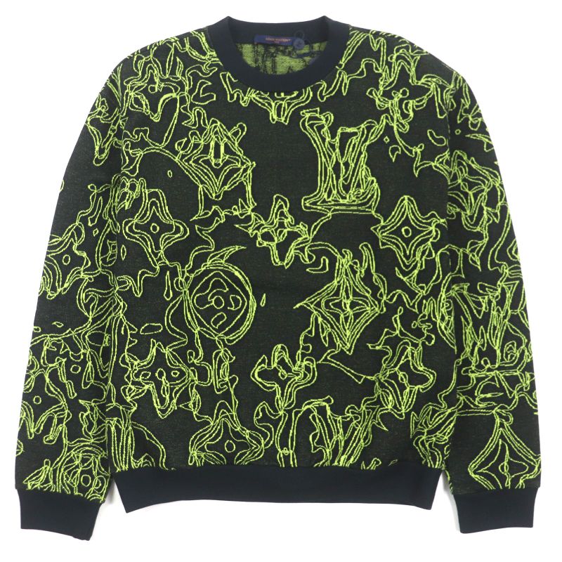  Louis Vuitton 23AW Wavy Monogram 100% Cotton Crewneck Jacquard Knit Sweater