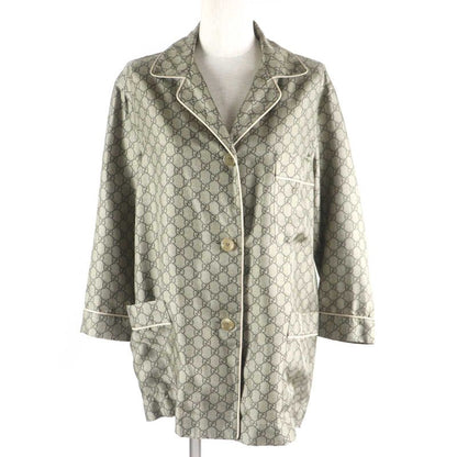 Gucci 23AW 752917 756503 100% Silk GG Supreme Print Long Sleeve Shirt Long