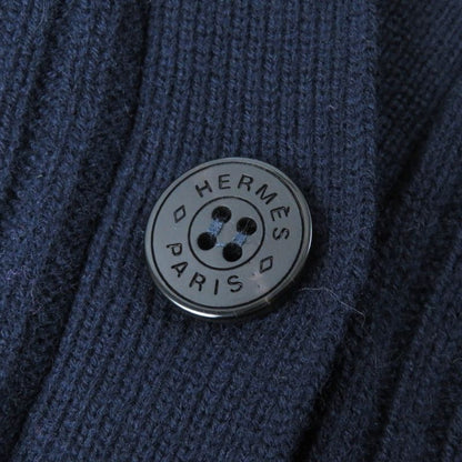 Hermes 100% Wool H Pattern Serie Buttons V-neck Oversized Silhouette Long