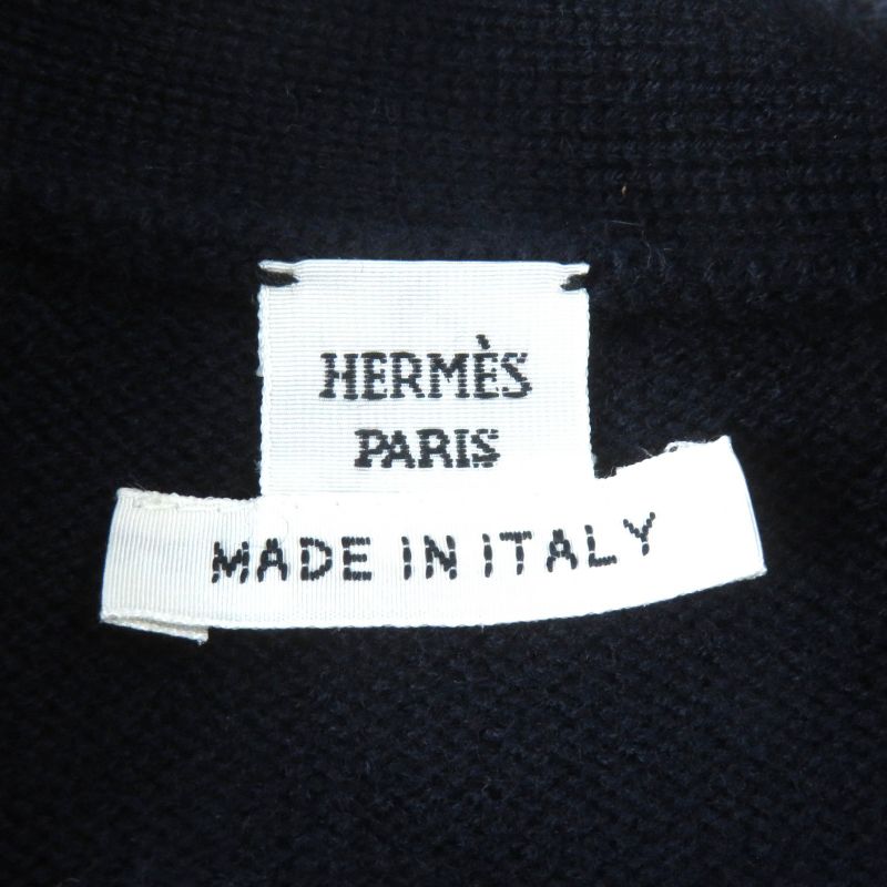 Hermes 100% Wool H Pattern Serie Buttons V-neck Oversized Silhouette Long