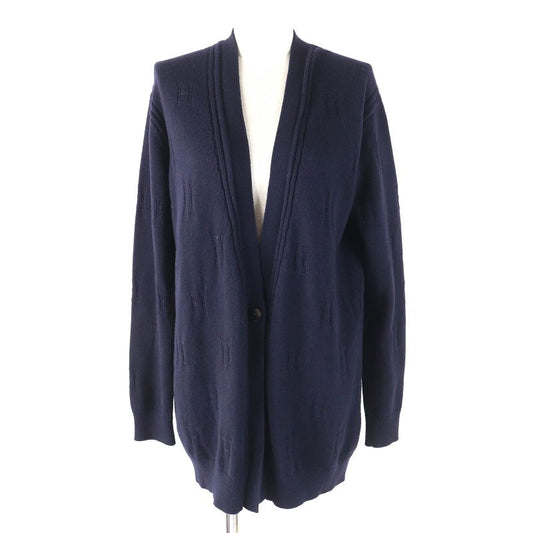 Hermes 100% Wool H Pattern Serie Buttons V-neck Oversized Silhouette Long