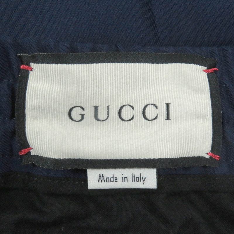 Gucci 493714 Wool Mohair Web Line Easy Pants Jogger Pants Navy 44 With Hangers