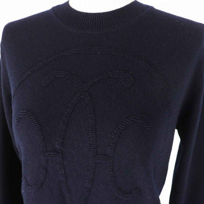 Hermes 24SS 4e2604d1 100% Cashmere H Lift Long Sleeve Knit Pullover Dark Navy