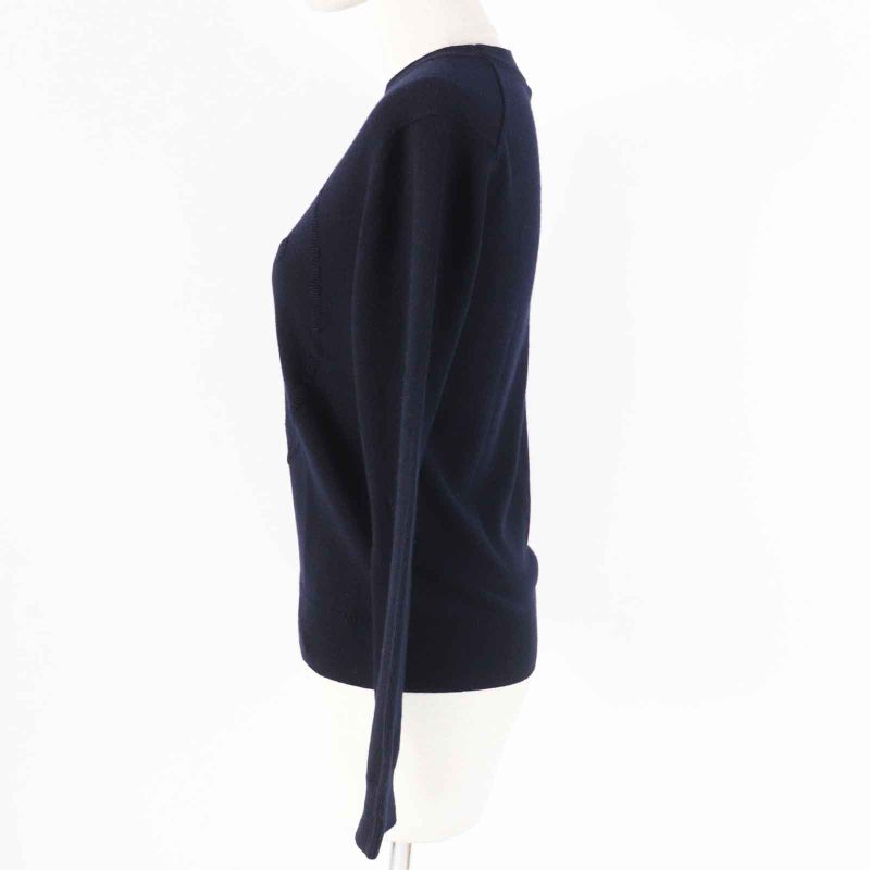 Hermes 24SS 4e2604d1 100% Cashmere H Lift Long Sleeve Knit Pullover Dark Navy