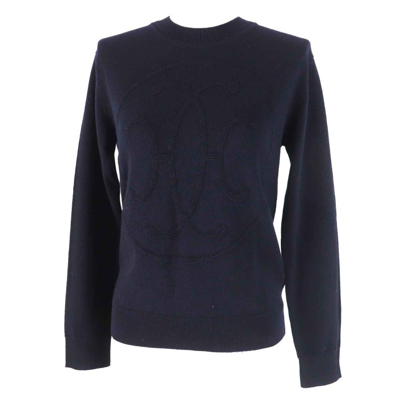 Hermes 24SS 4e2604d1 100% Cashmere H Lift Long Sleeve Knit Pullover Dark Navy