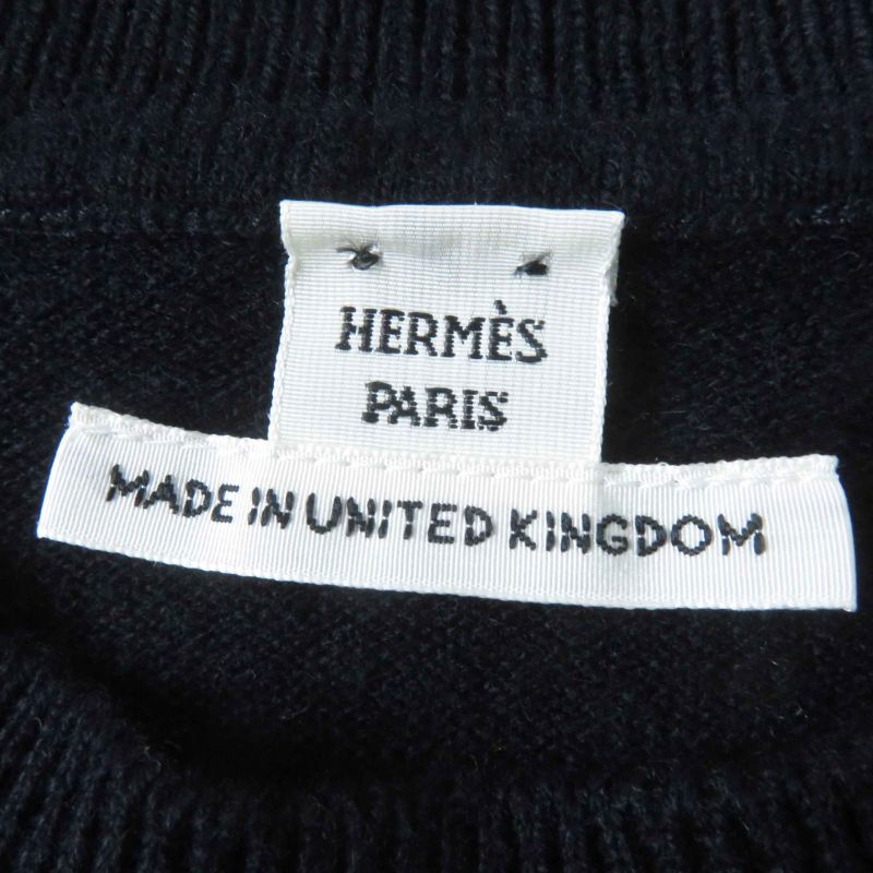 Hermes 24SS 4e2604d1 100% Cashmere H Lift Long Sleeve Knit Pullover Dark Navy