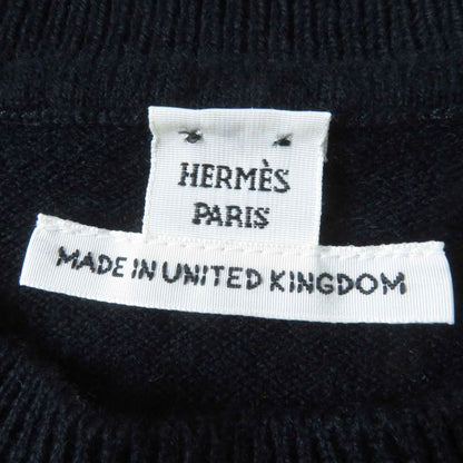 Hermes 24SS 4e2604d1 100% Cashmere H Lift Long Sleeve Knit Pullover Dark Navy