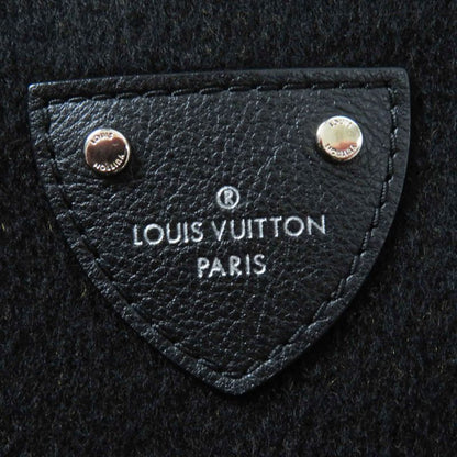 Louis Vuitton Wool Silk Giant Monogram Hooded Wrap Coat Black Brown 38 With