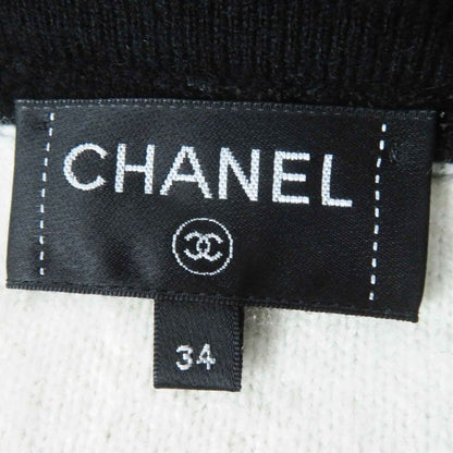 CHANEL P71365 Cashmere Silk Bicolor 4 Pockets Long Sleeve Knit Cardigan Black