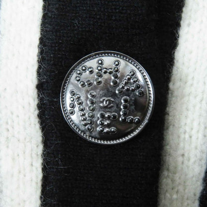 CHANEL P71365 Cashmere Silk Bicolor 4 Pockets Long Sleeve Knit Cardigan Black