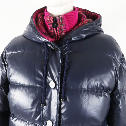CHANEL P59432 Coconage Tweed Nylon Layered Style Down Jacket Dark Navy Pinkish
