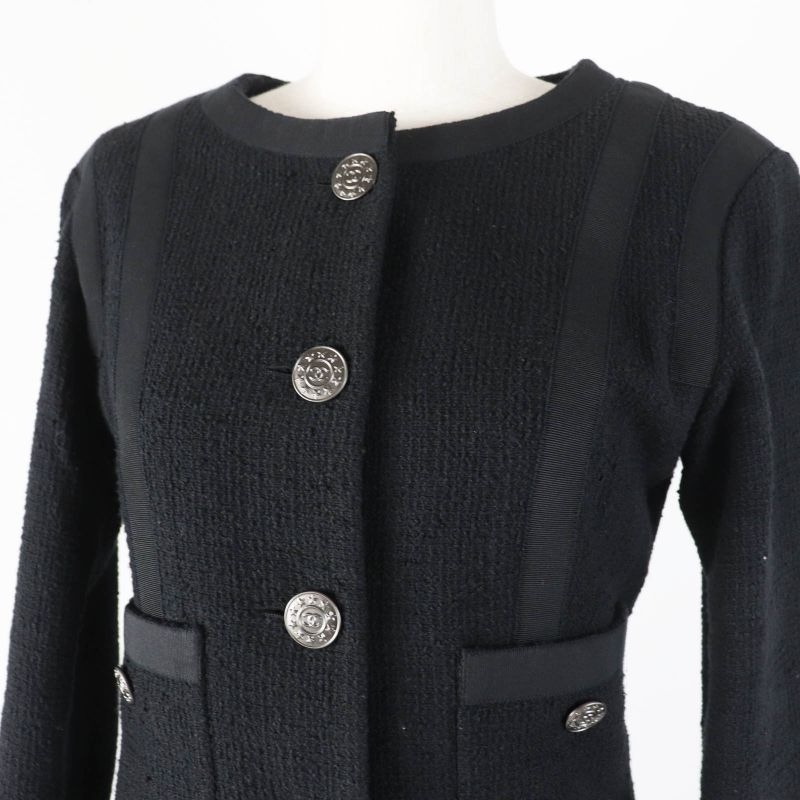 CHANEL P45580/p45436 Cotton Lined Silk Tweed Setup With Coco Mark Buttons