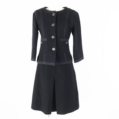 CHANEL P45580/p45436 Cotton Lined Silk Tweed Setup With Coco Mark Buttons