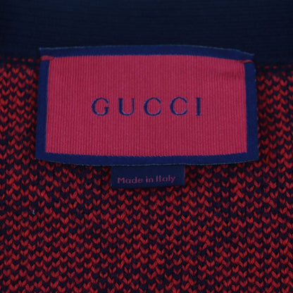 Gucci 661156 Wool GG Pattern V-neck Logo Button Knit Cardigan Red Black M Made
