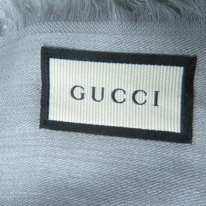 Gucci 387563 Wool Silk GG Pattern Fringed Large Scarf Shawl Grey 135x135cm