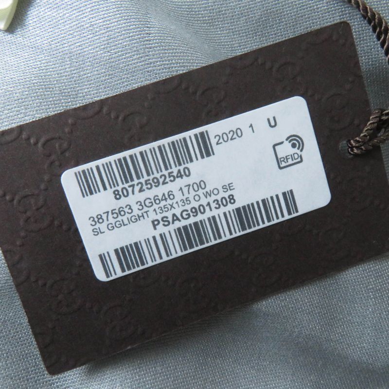 Gucci 387563 Wool Silk GG Pattern Fringed Large Scarf Shawl Grey 135x135cm