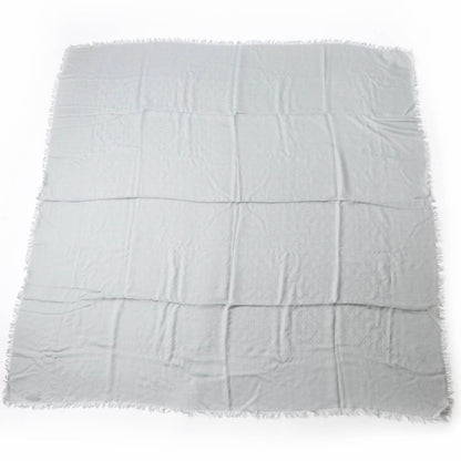 Gucci 387563 Wool Silk GG Pattern Fringed Large Scarf Shawl Grey 135x135cm