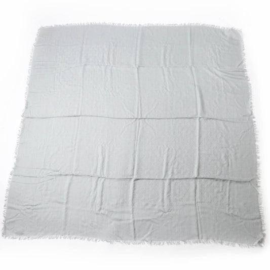 Gucci 387563 Wool Silk GG Pattern Fringed Large Scarf Shawl Grey 135x135cm