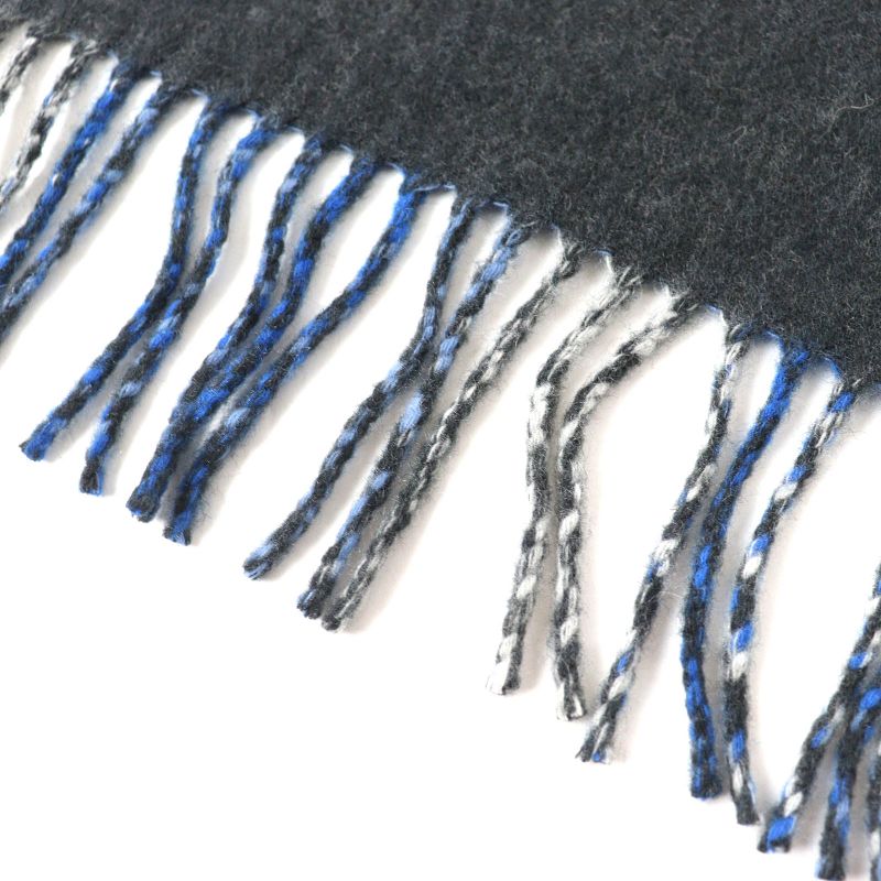 Hermes 2024 Tartan Maillon 100% Cashmere Anthracite/blue Logo Embroidery Chaine