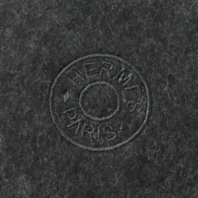 Hermes 2024 Tartan Maillon 100% Cashmere Anthracite/blue Logo Embroidery Chaine