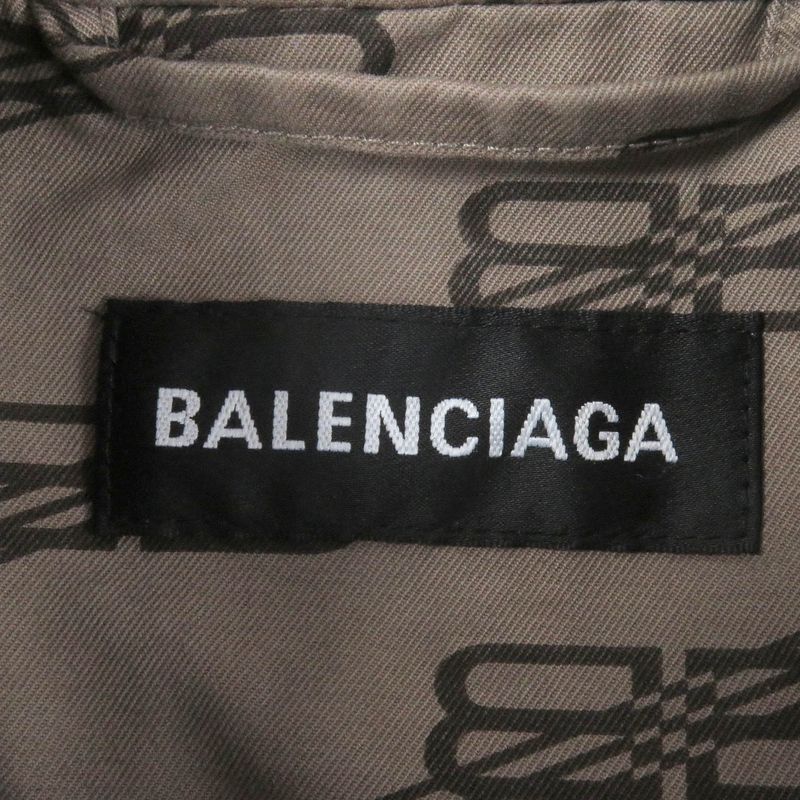 Balenciaga 2022 704390 Cotton BB Logo Monogram Allover Military Cargo Shirt