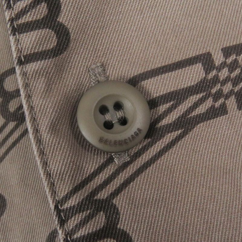 Balenciaga 2022 704390 Cotton BB Logo Monogram Allover Military Cargo Shirt