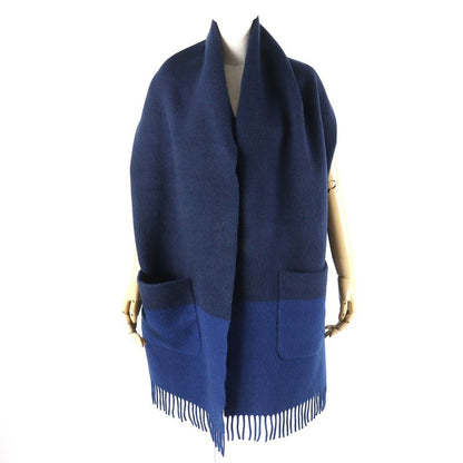 Hermes H259096s Allumet Pocket 100% Cashmere Marine/cobalt Leather Tag Fringe