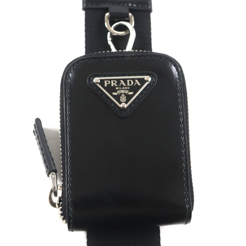 Prada 2vh069 Brick 2WAY Brushed Leather Shoulder Bag With Triangle Logo Pouch