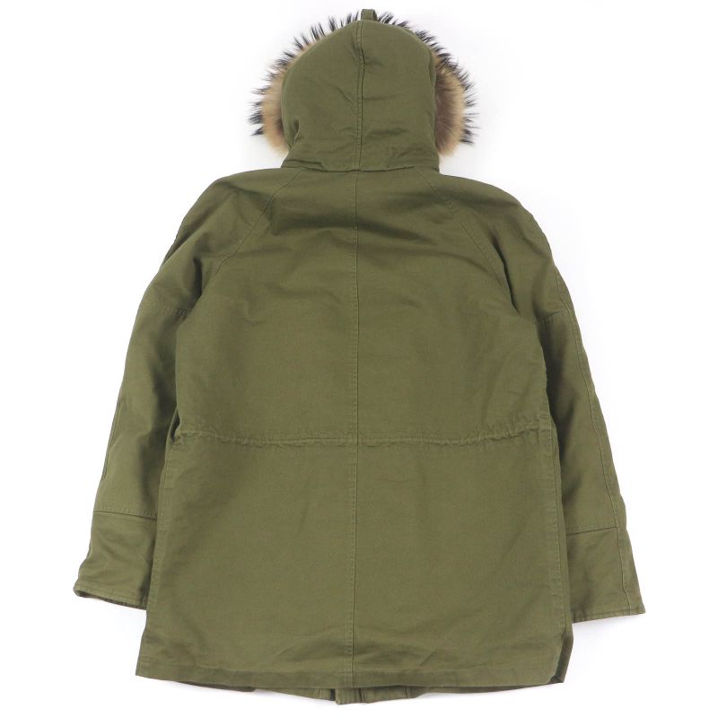 Saint Laurent Paris 19AW 583272 Lined Mouton Raccoon Fur Mod Coat Khaki 48 With