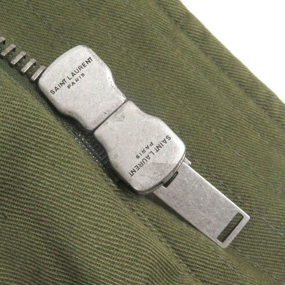 Saint Laurent Paris 19AW 583272 Lined Mouton Raccoon Fur Mod Coat Khaki 48 With