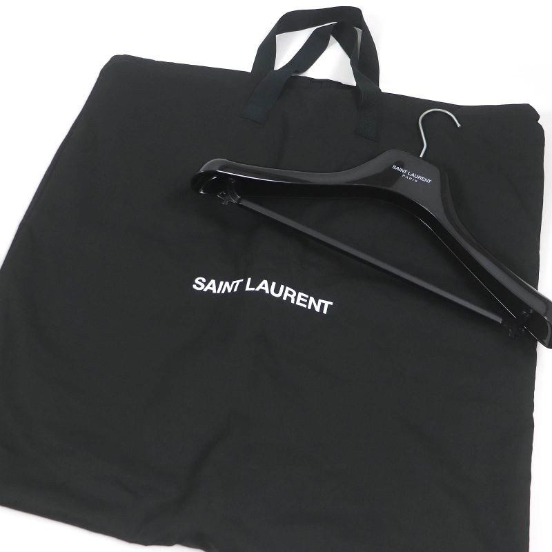 Saint Laurent Paris 19AW 583272 Lined Mouton Raccoon Fur Mod Coat Khaki 48 With