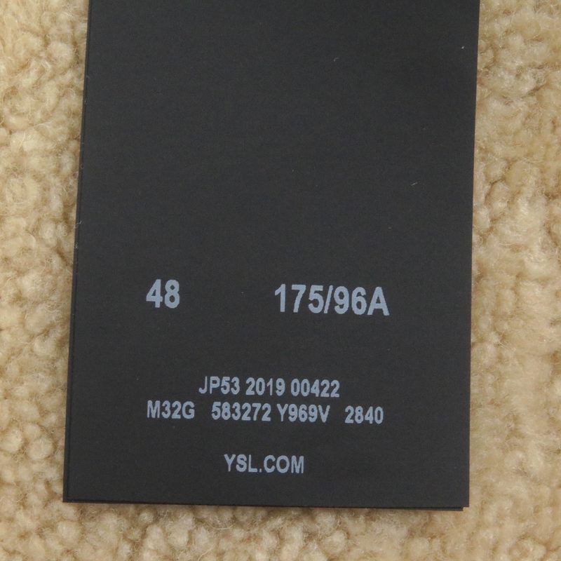 Saint Laurent Paris 19AW 583272 Lined Mouton Raccoon Fur Mod Coat Khaki 48 With