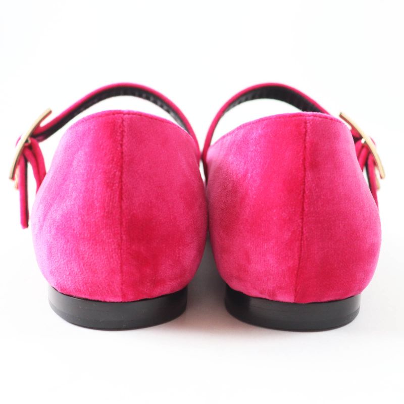 Hermes Jane Fuchsia Current Model With Crystals Api Buckle Velour Ballet Shoes