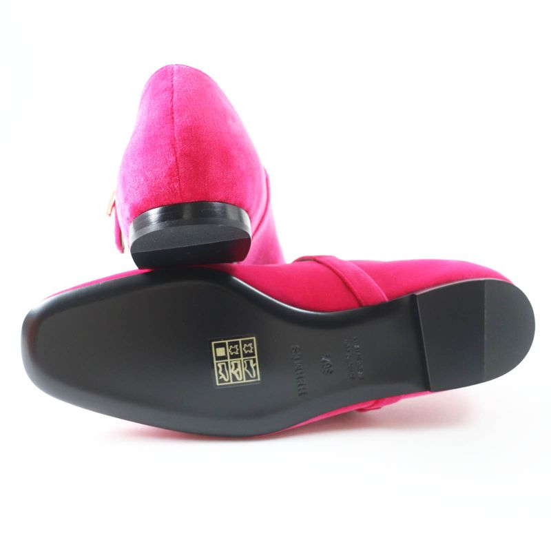 Hermes Jane Fuchsia Current Model With Crystals Api Buckle Velour Ballet Shoes