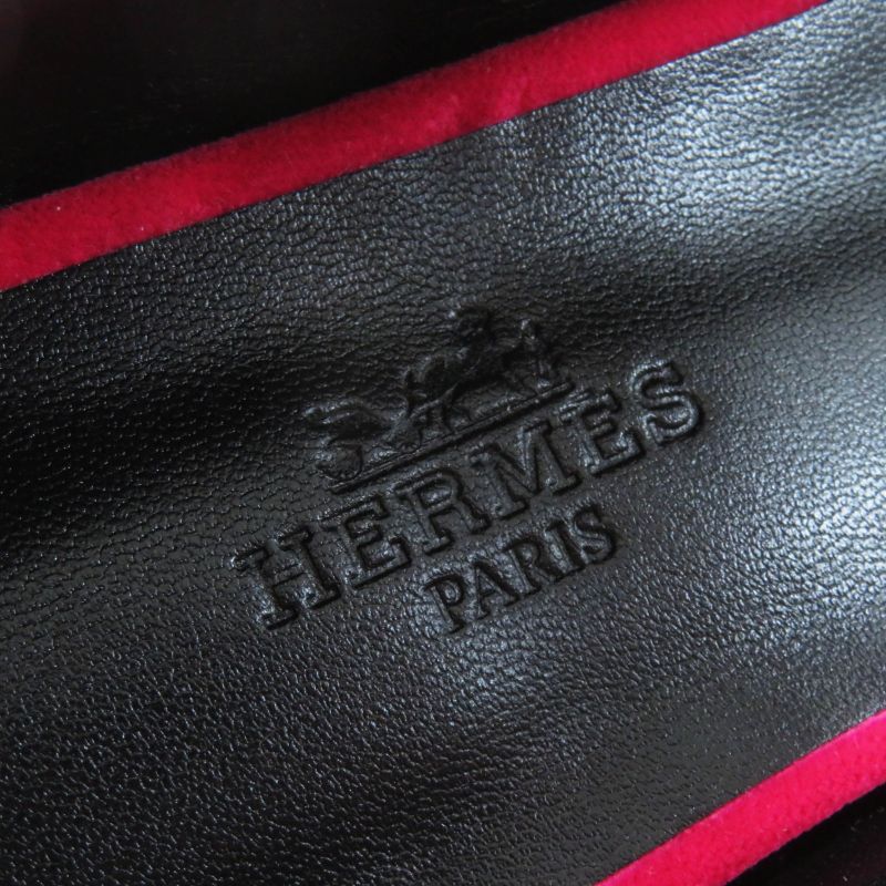 Hermes Jane Fuchsia Current Model With Crystals Api Buckle Velour Ballet Shoes