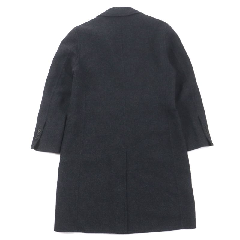 Hermes 100% Wool Double Face Single Chester Coat Dark Gray 48 With Hanger And