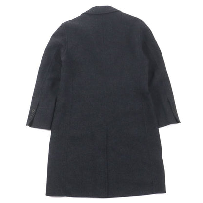 Hermes 100% Wool Double Face Single Chester Coat Dark Gray 48 With Hanger And
