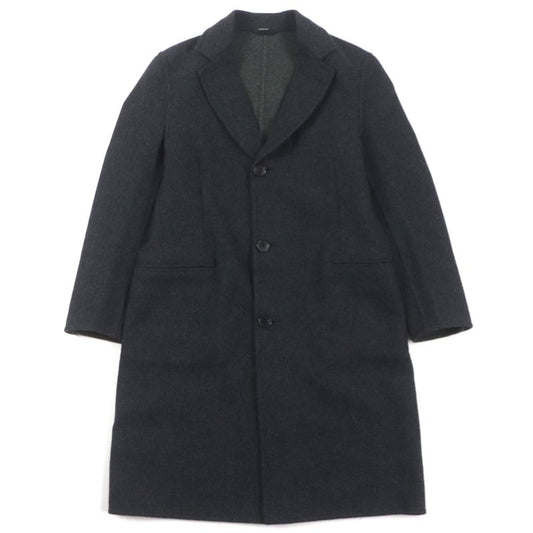 Hermes 100% Wool Double Face Single Chester Coat Dark Gray 48 With Hanger And