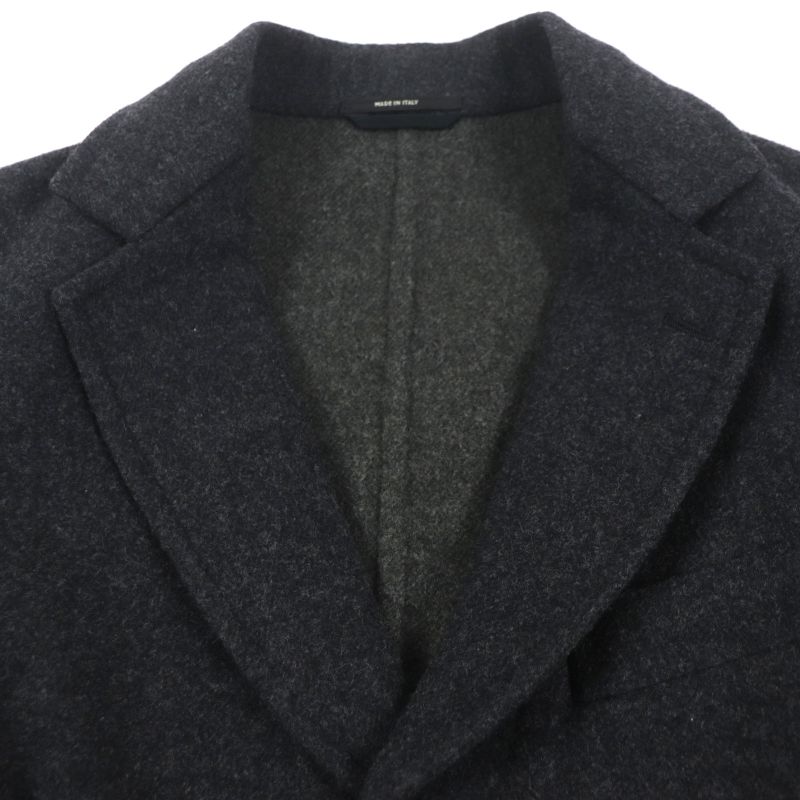 Hermes 100% Wool Double Face Single Chester Coat Dark Gray 48 With Hanger And