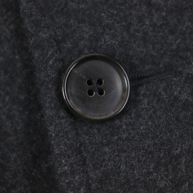 Hermes 100% Wool Double Face Single Chester Coat Dark Gray 48 With Hanger And