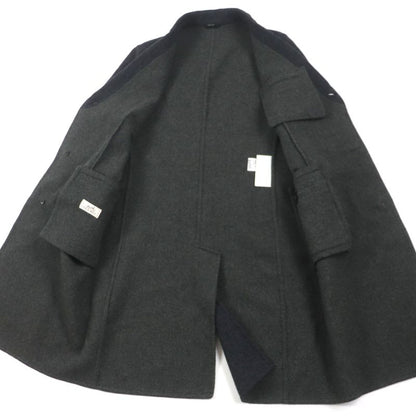 Hermes 100% Wool Double Face Single Chester Coat Dark Gray 48 With Hanger And