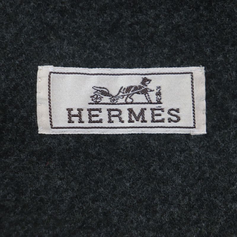 Hermes 100% Wool Double Face Single Chester Coat Dark Gray 48 With Hanger And