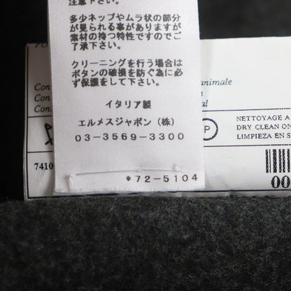 Hermes 100% Wool Double Face Single Chester Coat Dark Gray 48 With Hanger And