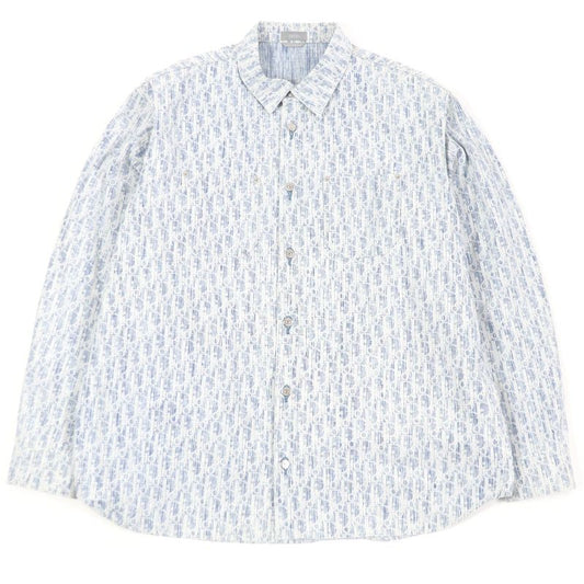 DIOR Homme 013d585by989 100% Cotton Oblique Pattern Long Sleeve Denim Shirt