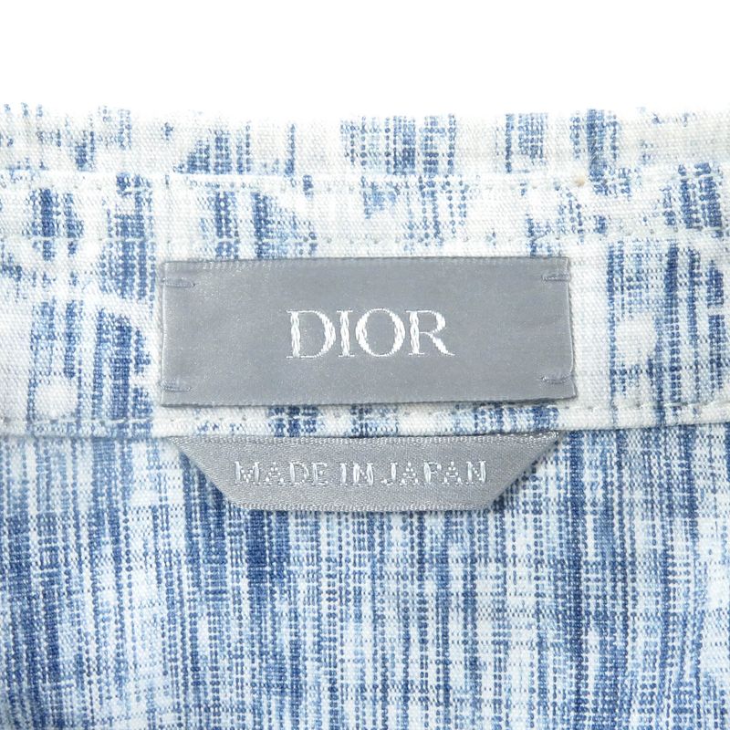 DIOR Homme 013d585by989 100% Cotton Oblique Pattern Long Sleeve Denim Shirt