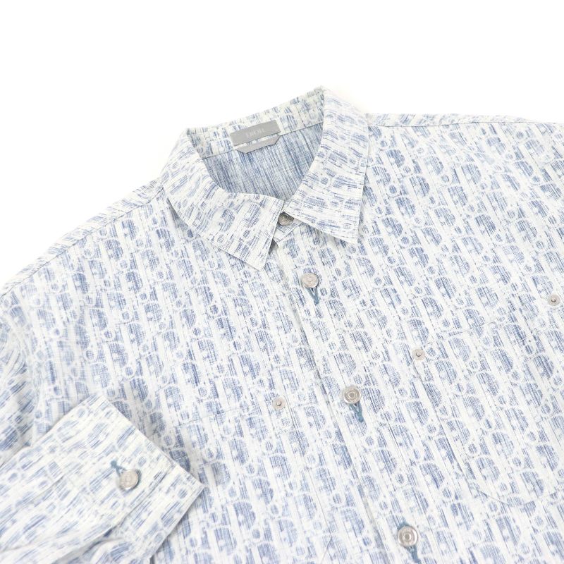 DIOR Homme 013d585by989 100% Cotton Oblique Pattern Long Sleeve Denim Shirt