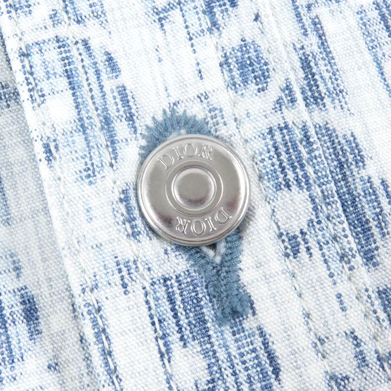 DIOR Homme 013d585by989 100% Cotton Oblique Pattern Long Sleeve Denim Shirt